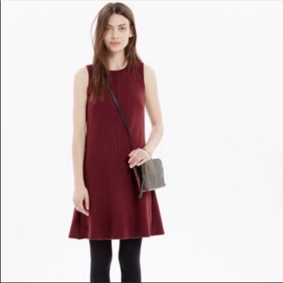 Madewell | Foyer Burgundy Shift Dress Wool Size 4 - Picture 2 of 5
